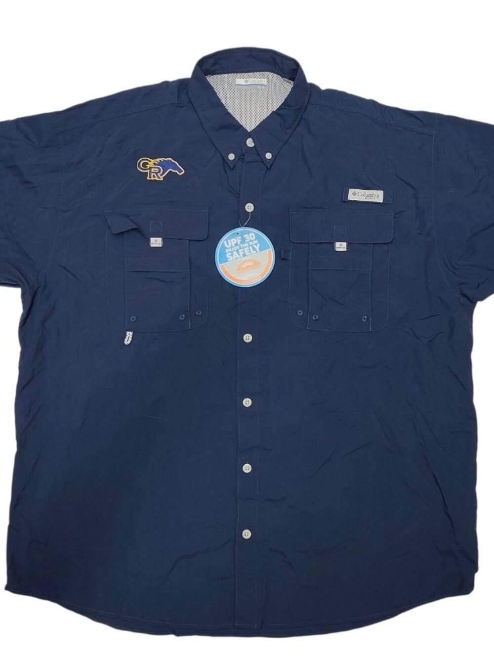 Columbia PFG Mens XL Navy Cypress Ranch HS Omni-Shade Fishing Shirt NWT